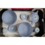 A collection of wedgwood jasperware including teapots, 20cm diameter footed bowl,