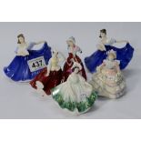 Royal Doulton miniature figures Gail HN3221, Hannah HN3649, Elaine HN3214 x 2,