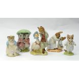 Royal Albert Beatrix Potter figuresRibby and the patty pan, Mrs Rabbit and Peter, Tom Kitten,