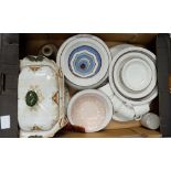 A collection of pottery to include Poole Parkstone lagoon dinner ware and  Burleigh ware tureeen &