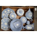 A collection of Wedgwood jasperware including 20cm Fruit bowl, Vases, Trinket box's,