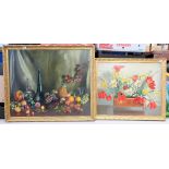 Large framed oil on board paintings of still life scenes signed A G Mcmanus 1963 (2)