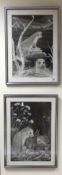 Two large framed Majorie Chadwick Harris Prints of otters and hedgehogs (2)