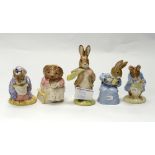 Royal Albert Beatrix Potter figures Gentleman Mouse Made a Bow, Cottontail,