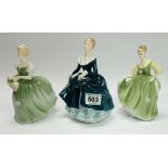 Royal Doulton Ladies Janine Hn2461, Clarissa HN2345 and Fair Lady HN2193,