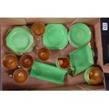 Carltonware Art Deco green and gold part tea set (19)