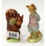 Beswick Beatrix Potter figures Squirrel Nutkin and Foxy Whiskered Gentleman (restored) both BP2 (2)