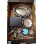 A collection of metalware items including silver plated items , boxed cutlery sets ,