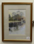Framed watercolour of a landscape scene signed W Beech