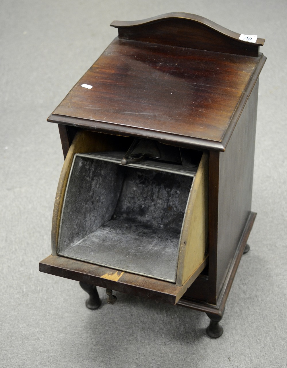 Mahogany Coal Butler with Victorian inlaid dinner tray(2)