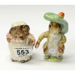 Beswick Beatrix Potter figures Mrs Tiggy Winkle and Benjamin Bunny both BP2 (2)