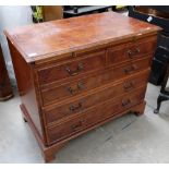 Walnut veneered inlaid chest of drawers