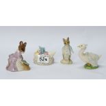 Beswick Beatrix Potter figures Hunca Munca Sweeping, Rebecca Puddleduck,