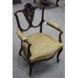 19th century French carved walnut armchair