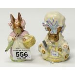 Beswick Beatrix Potter figures Lady Mouse and Mrs Rabbit (restored) both BP2