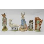 Royal Albert Beatrix Potter figures Miss Moppet, Rebeccah Puddle-Duck,