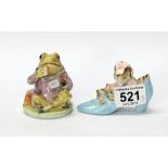 Beswick Beatrix Potter figures Mr Jeremy Fisher and The Old woman who lived in a shoe ,