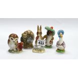 Beswick Beatrix Potter figures Fierce Bad Rabbit, Jemima Puddleduck, Benjamin Bunny,