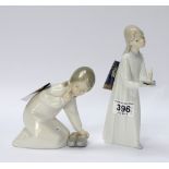 Lladro figures of Girl with slippers and Girl with candle (2)