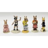 Royal Doulton Bunnykins figures Tourist DB150 ICC backstamp with cert, Fireman DB75,