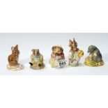 Royal Albert Beatrix Potter figures No More Twist, Mrs Tiggy Winkle, Mrs Rabbit,