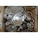 A collection of quality English silver plated items comprising Tea set, Trays, Cruet set,