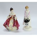 Royal Doulton figures Southern Belle HN2229 and Polly Put The Kettle On HN3021 (2)