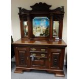 Edwardian carved walnut mirror backed sideboard