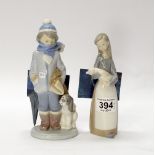 Lladro figures of Girl with pig and Winter (2)