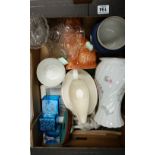 A collection of pottery to include Aynsley Wild Tudor vase, Wedgwood sauceboat,