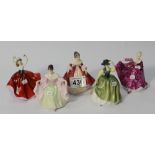 Royal Doulton miniature figures Buttercup HN3268, Kirsty HN3213, Karen HN3270,Southern Bell ,