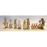 Royal Albert Beatrix Potter figures Floppsy Moppsey and Cottontale, Foxy Whiskered Gentleman,