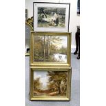 Two Oil on Board guilt framed pictures of landscape scenes signed Wilcox  and a Frederick Morgan