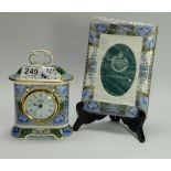 Minton mantle clock and picture Frame in the Blue mosaic design (2)