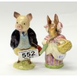 Beswick Beatrix Potter figures Pigling Bland and Mrs Rabbit (restored) both BP2 (2)