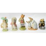 Royal Albert Beatrix Potter figures Mrs Rabbit and Peter, Mr Jackson, Benjamin Bunny,