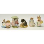 Royal Albert Beatrix Potter figures Goody and Timmy Tiptoes, Ribby and the patty paan,