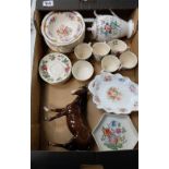 A collection of pottery items including Soho tea ware, Foley Ming Rose small teapot,