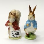 Beswick Beatrix Potter figures Timmy Tiptoes and Peter Rabbit (restored) both BP2 (2)