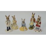 Royal Doulton Bunnykins figures Gardener DB156, Judge DB125, Seaside DB177,