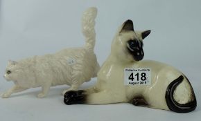 Royal Doulton Siamese cat 1558 and Persian cat (2)