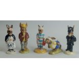 A collection of Royal Doulton Bunnykins to include Jogging DB22, Nurse DB74,