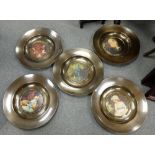 A set of 6 Trafford old master plaques on stylized metal backgrounds (6)