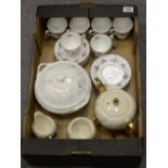 A collection of pottery to include Royal Windsr Cottage Roses cups, saucers, side plates,