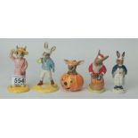 A collection of Royal Doulton Bunnykins to include Nurse DB74, Little Boy Blue DB239, Santa DB17,