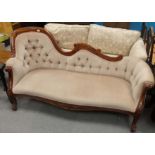 Italian reproduction mahogany Chaise lounge in pink upholstery