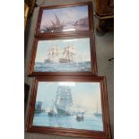 Three large Mahogany framed prints of 19th Century maritime scenes (3)