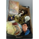 A collection of pottery to include Elvis bust, 1926 annual, decorative plates,