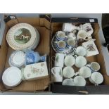 A collection of ceramic items including T and G green cornish ware cups,