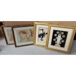 Four framed prints in various modern designs (4)